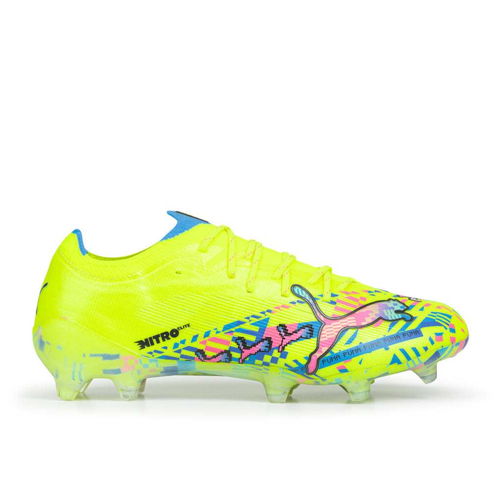 PUMA ULTRA NITRO 7 ULTIMATE ADVANCED LEVEL FG - PUMA WHITE/BLUE GLIMMER/PINK GLIMMER/YELLOW ALERT
