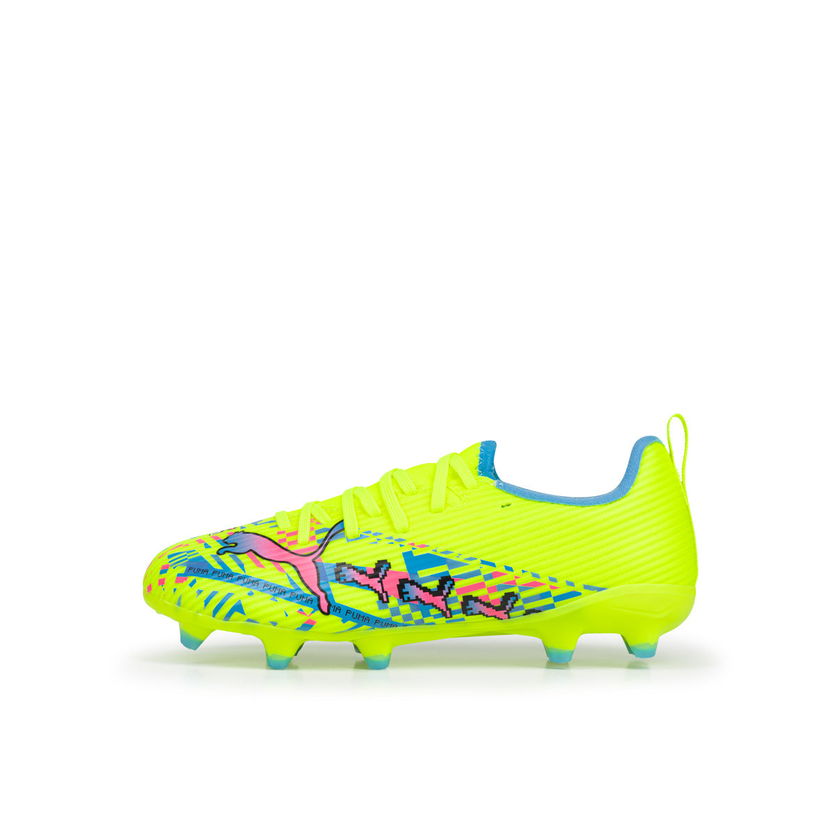 PUMA ULTRA 7 MATCH ADVANCED LEVEL FG/AG JR - PUMA WHITE/BLUE GLIMMER/PINK GLIMMER/YELLOW ALERT
