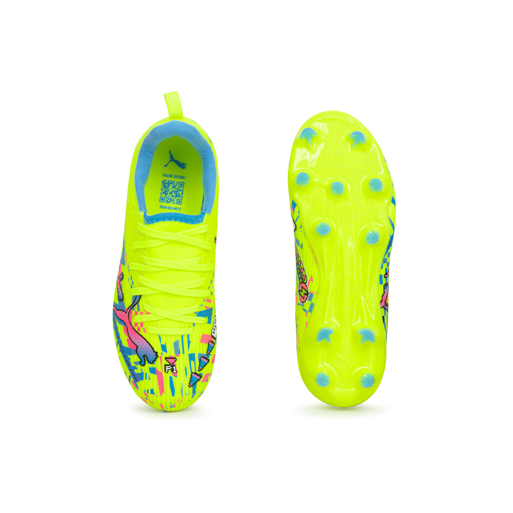 PUMA ULTRA 7 MATCH ADVANCED LEVEL FG/AG JR - PUMA WHITE/BLUE GLIMMER/PINK GLIMMER/YELLOW ALERT