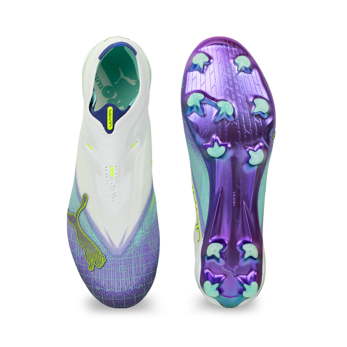 PUMA ULTRA NITRO 7 ULTIMATE LACELESS HYPER RUSH FG - PUMA WHITE/DARK AMETHYST/LAPIS LAZULI/ELECTRIC PEPPERMINT
