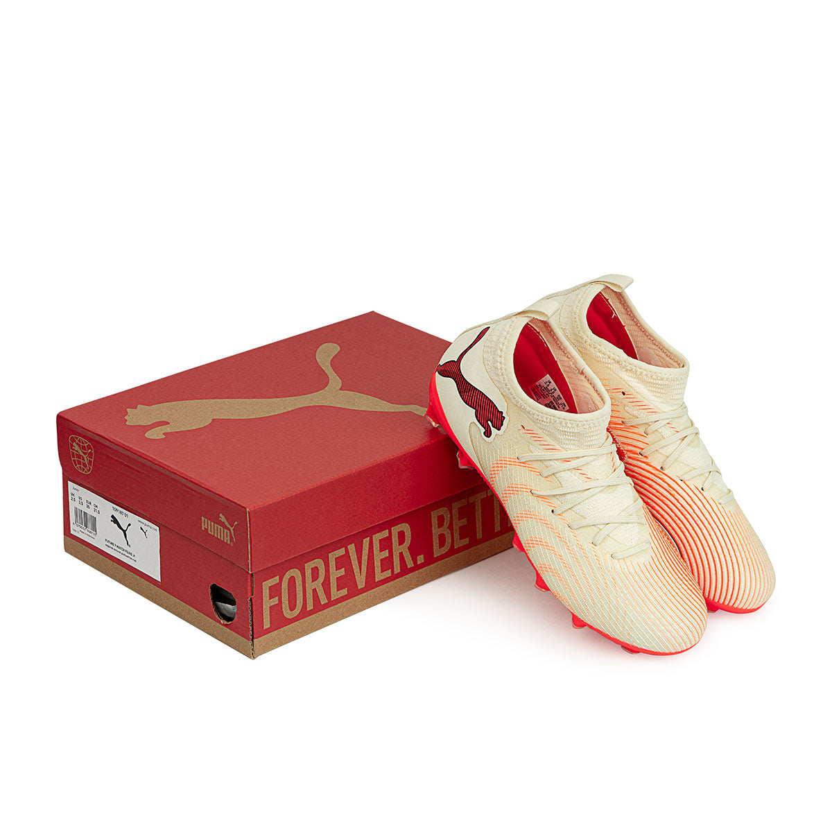 PUMA FUTURE 9 MATCH FG/AG JR - SUGARED ALMOND/PUMA WHITE/ULTRA RED/PUMA BLACK