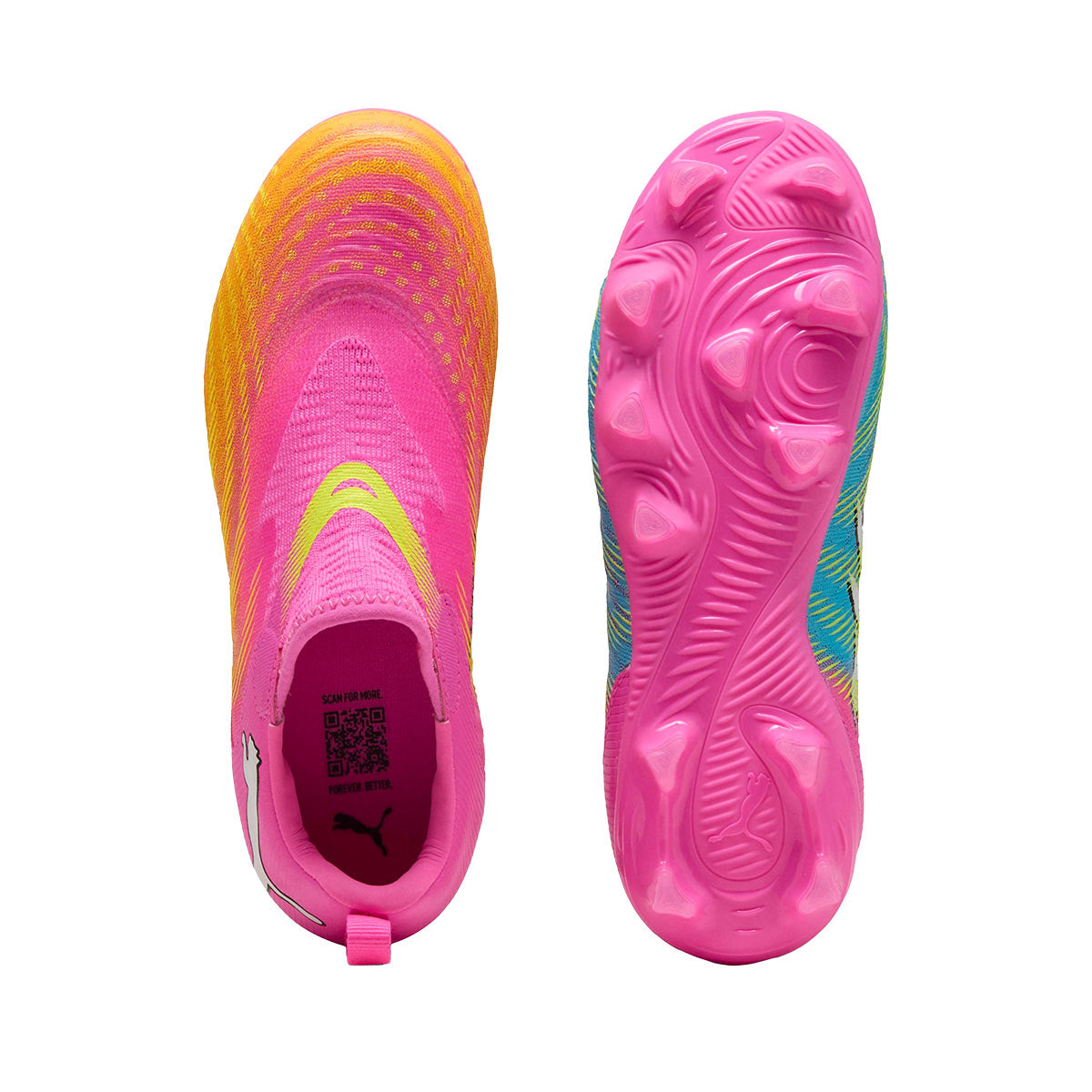 PUMA FUTURE 9 MATCH LACELESS FG/AG JR - POISON PINK/SUN STREAM/BRIGHT AQUA/PUMA WHITE