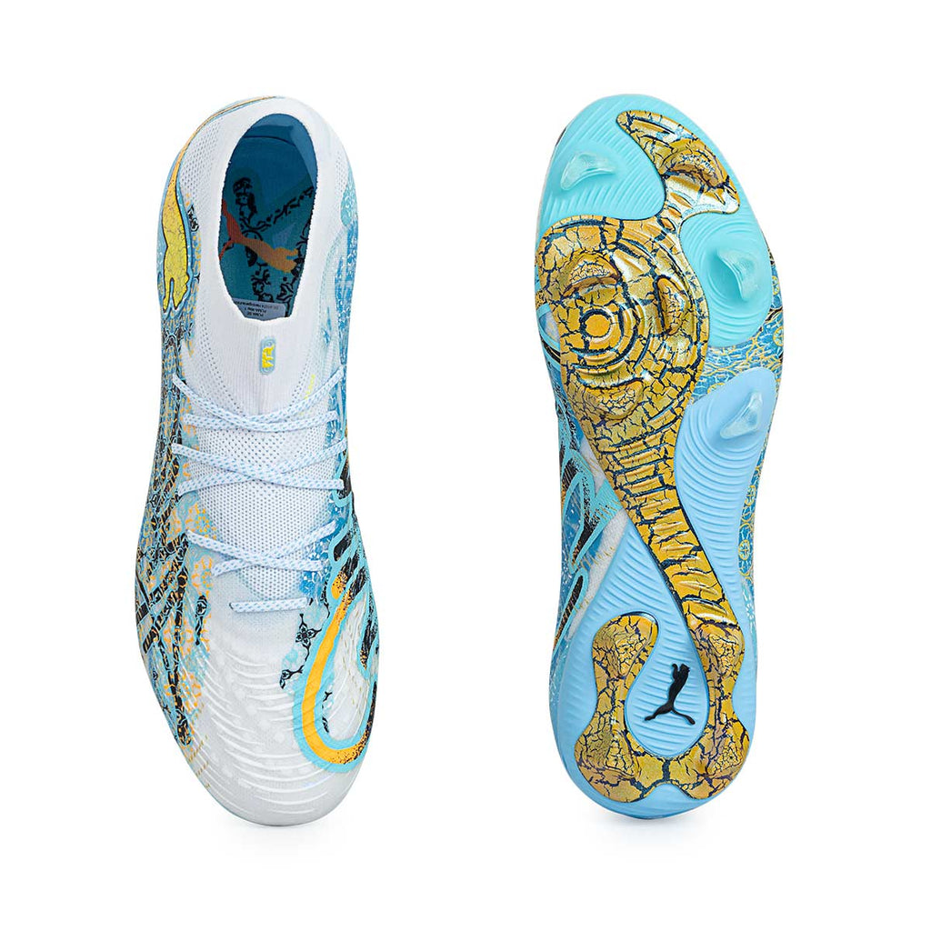 PUMA FUTURE 9 ULTIMATE PLAYMAKER FG - PUMA WHITE/VIBRANT BLUE/SUN STREAM/LIGHT AQUA