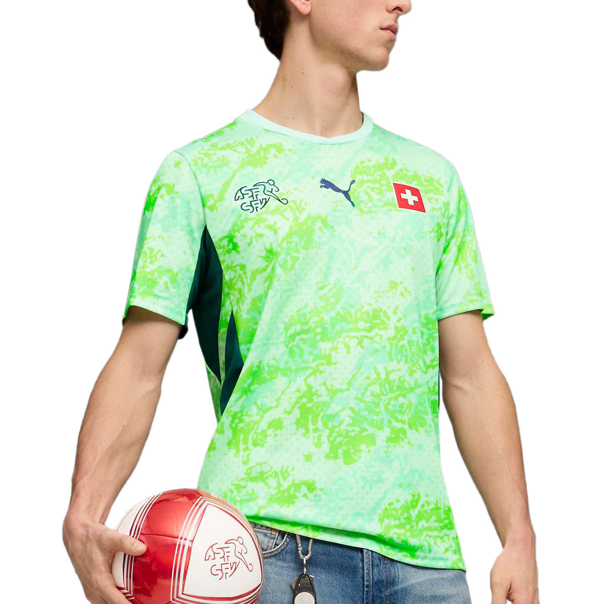 PUMA SWITZERLAND 2026 AWAY REPLICA JERSEY - SEA GLASS/DARK INDIGO
