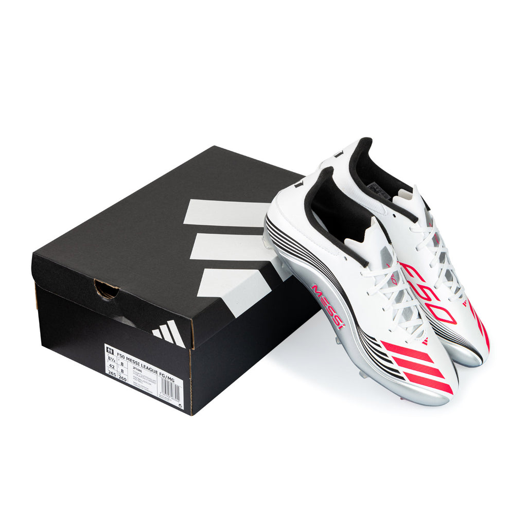 ADIDAS F50 MESSI LEAGUE FG/MG - FTWR WHITE/LUCID RED/SILVER MET