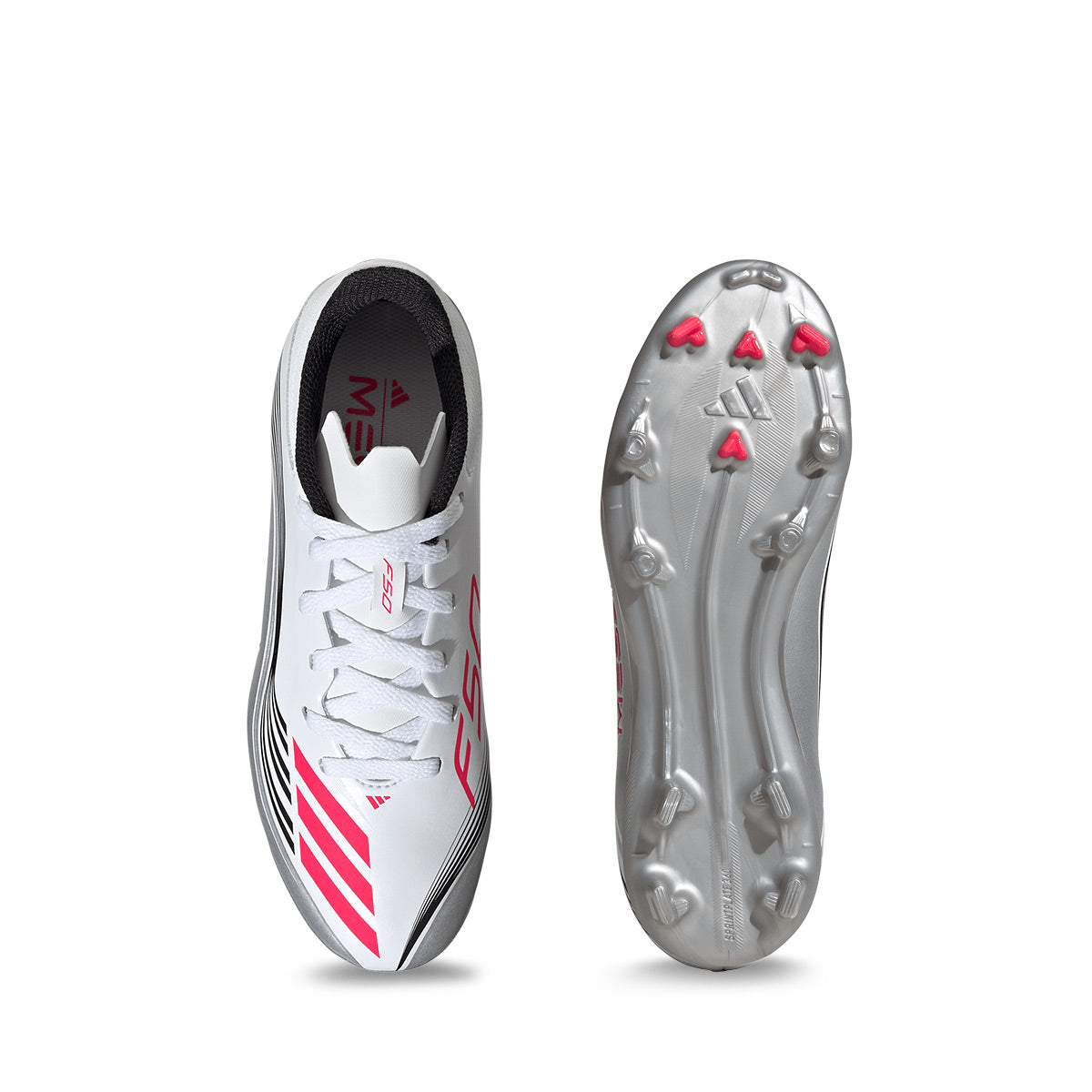 ADIDAS F50 MESSI LEAGUE FG/MG J - FTWR WHITE/LUCID RED/SILVER MET