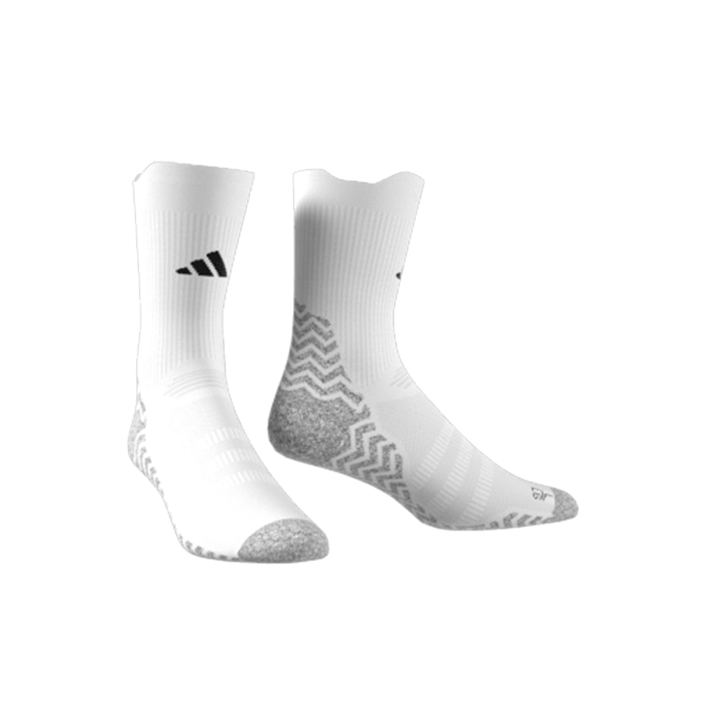 ADIDAS FOOTBALL GRIP KNITTED CUSHIONED CREW SOCKS - WHITE/BLACK