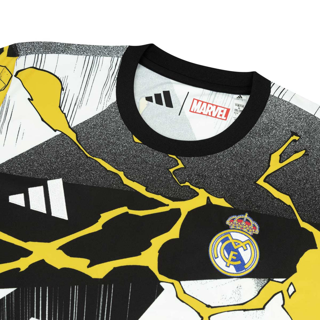 ADIDAS REAL MADRID 2025/2026 PRE SHIRT - WHITE/BLACK/BOLD GOLD