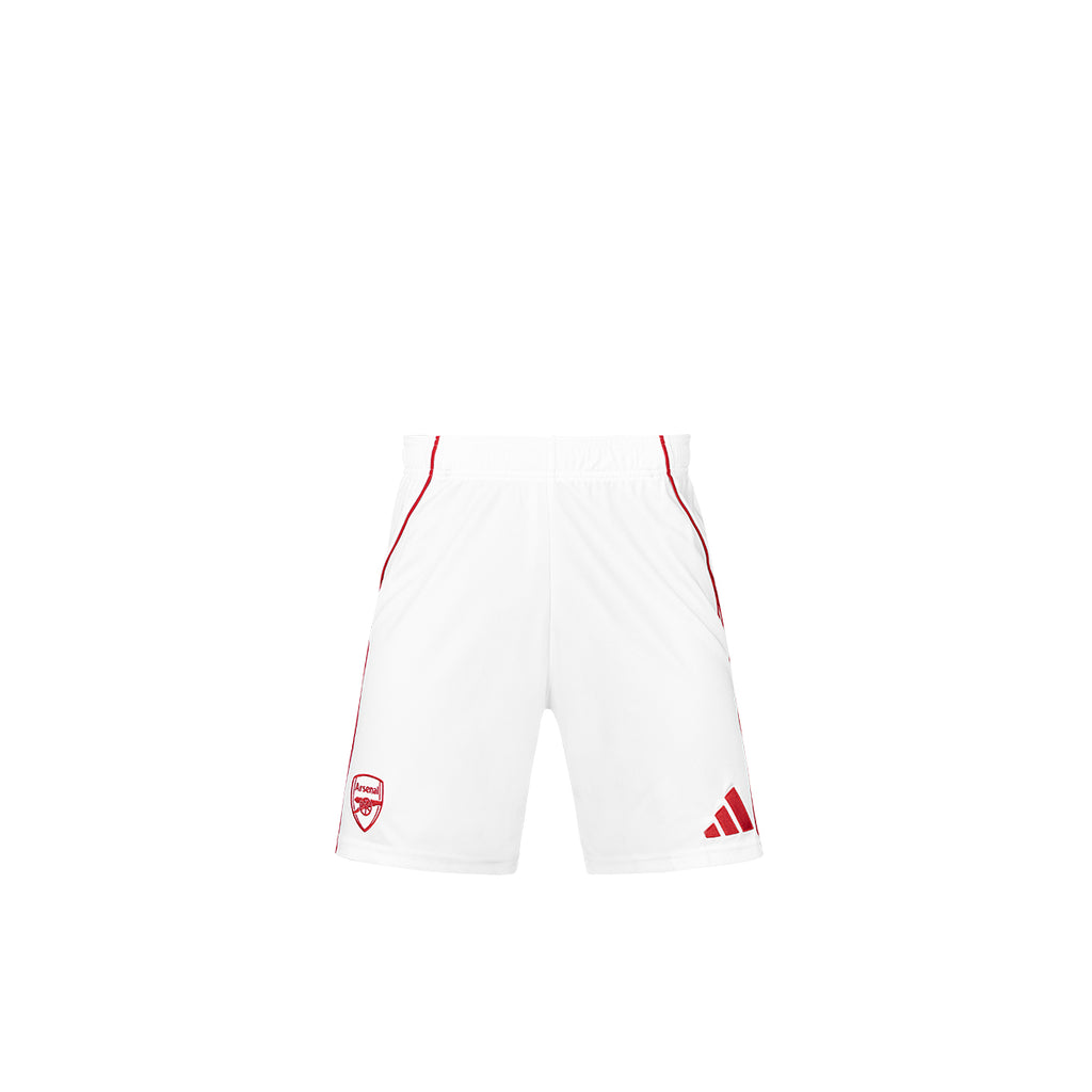 ADIDAS ARSENAL 2025/2026 HOME KIDS SHORTS - WHITE/BETTER SCARLET
