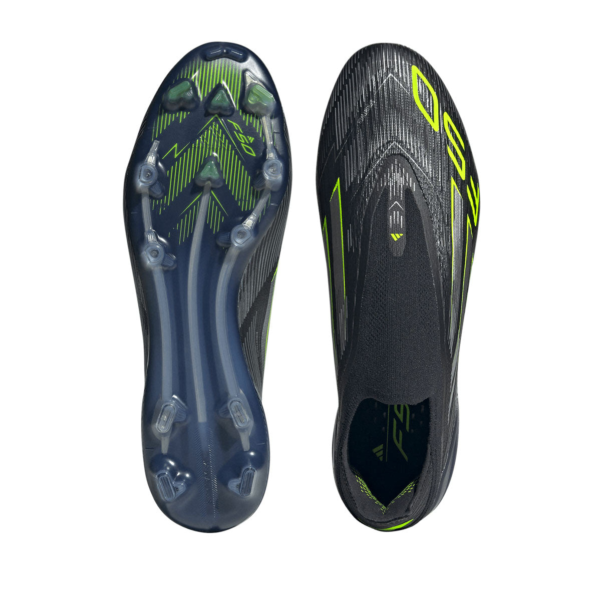 ADIDAS F50 ELITE LACELESS FG - CORE BLACK/IRON MET/LUCID LEMON