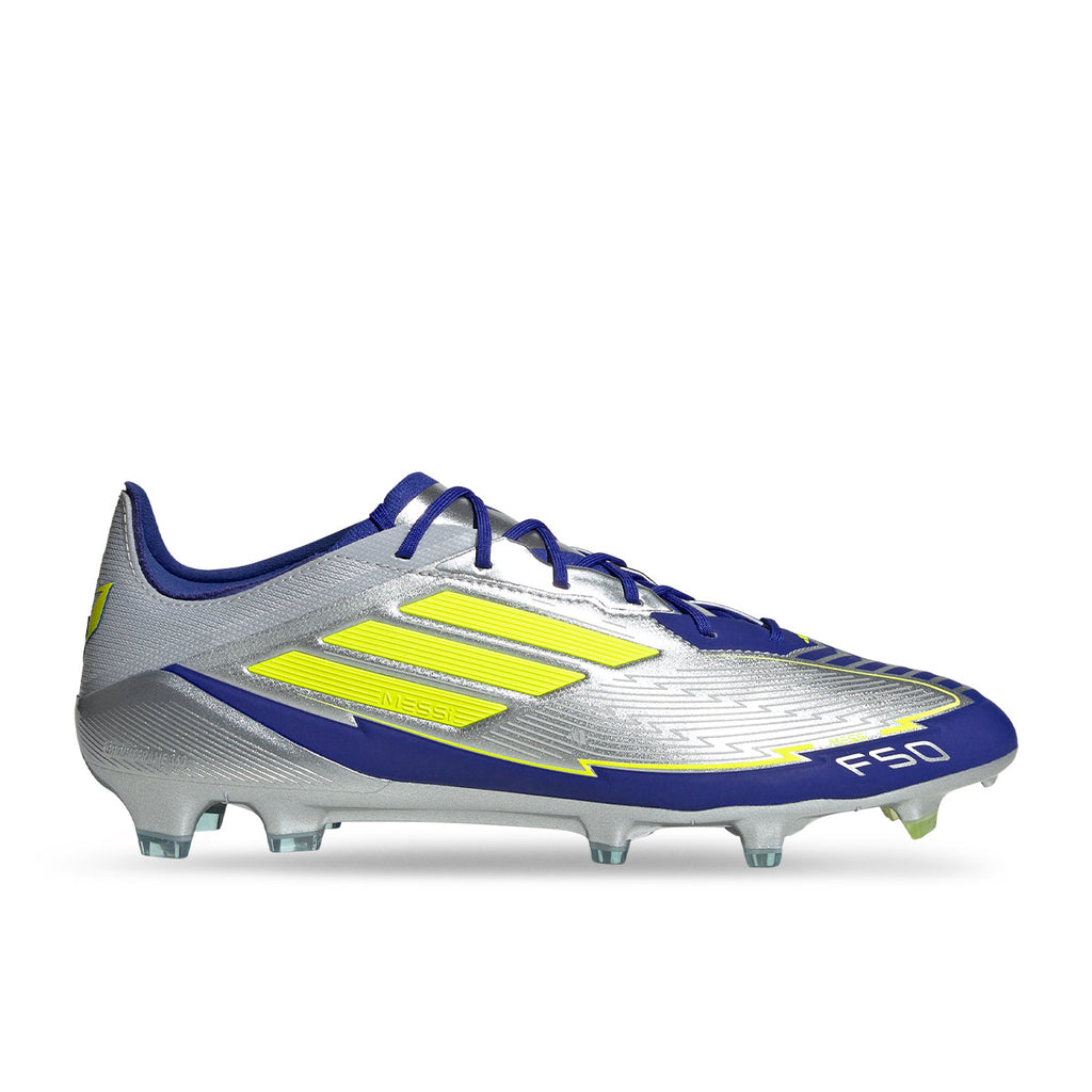 ADIDAS F50 MESSI ELITE FG - SILVER MET/SOLAR YELLOW/LUCID BLUE