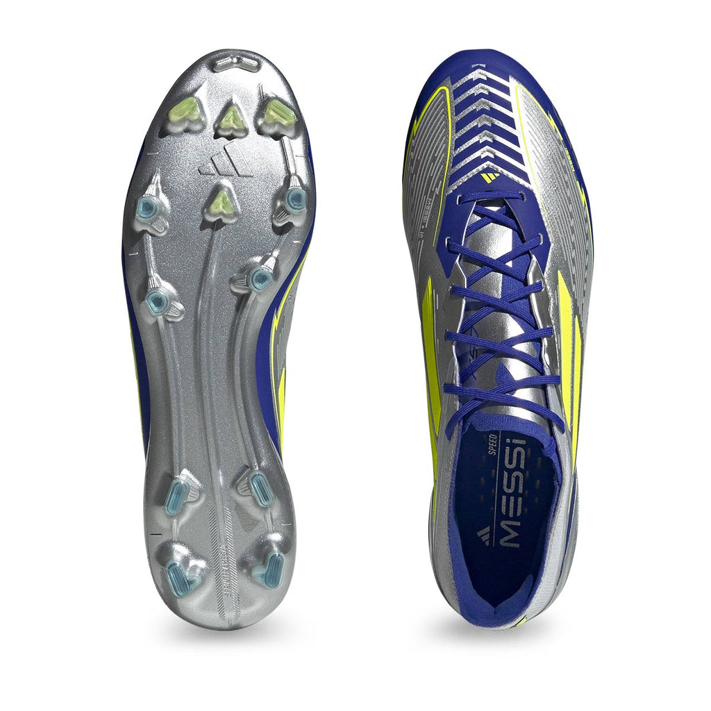 ADIDAS F50 MESSI ELITE FG - SILVER MET/SOLAR YELLOW/LUCID BLUE