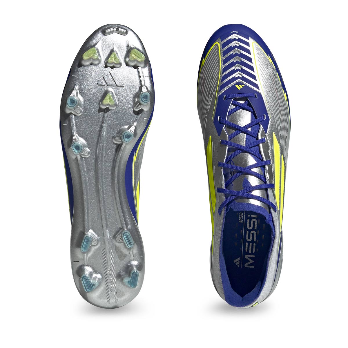 ADIDAS F50 MESSI ELITE FG - SILVER MET/SOLAR YELLOW/LUCID BLUE