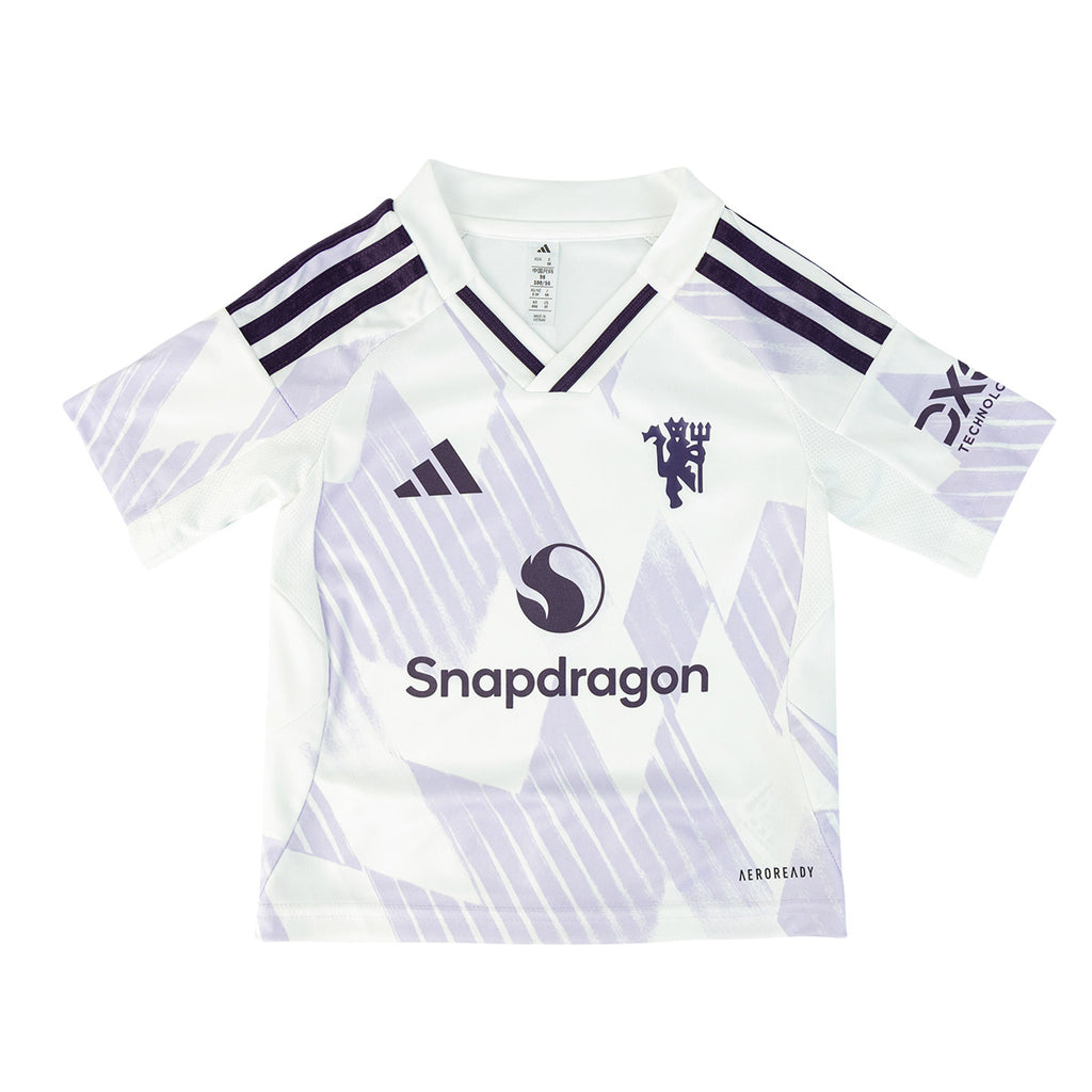 ADIDAS MANCHESTER UNITED 2025/2026 AWAY MINI JERSEY - WHITE/AURORA PLUM