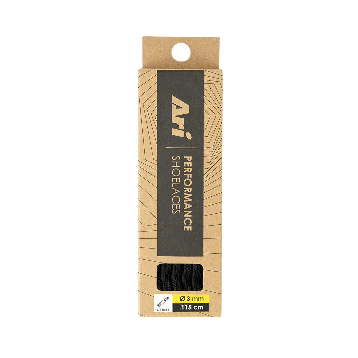 ARI TWIST SHOELACES - 3MM/115CM - BLACK