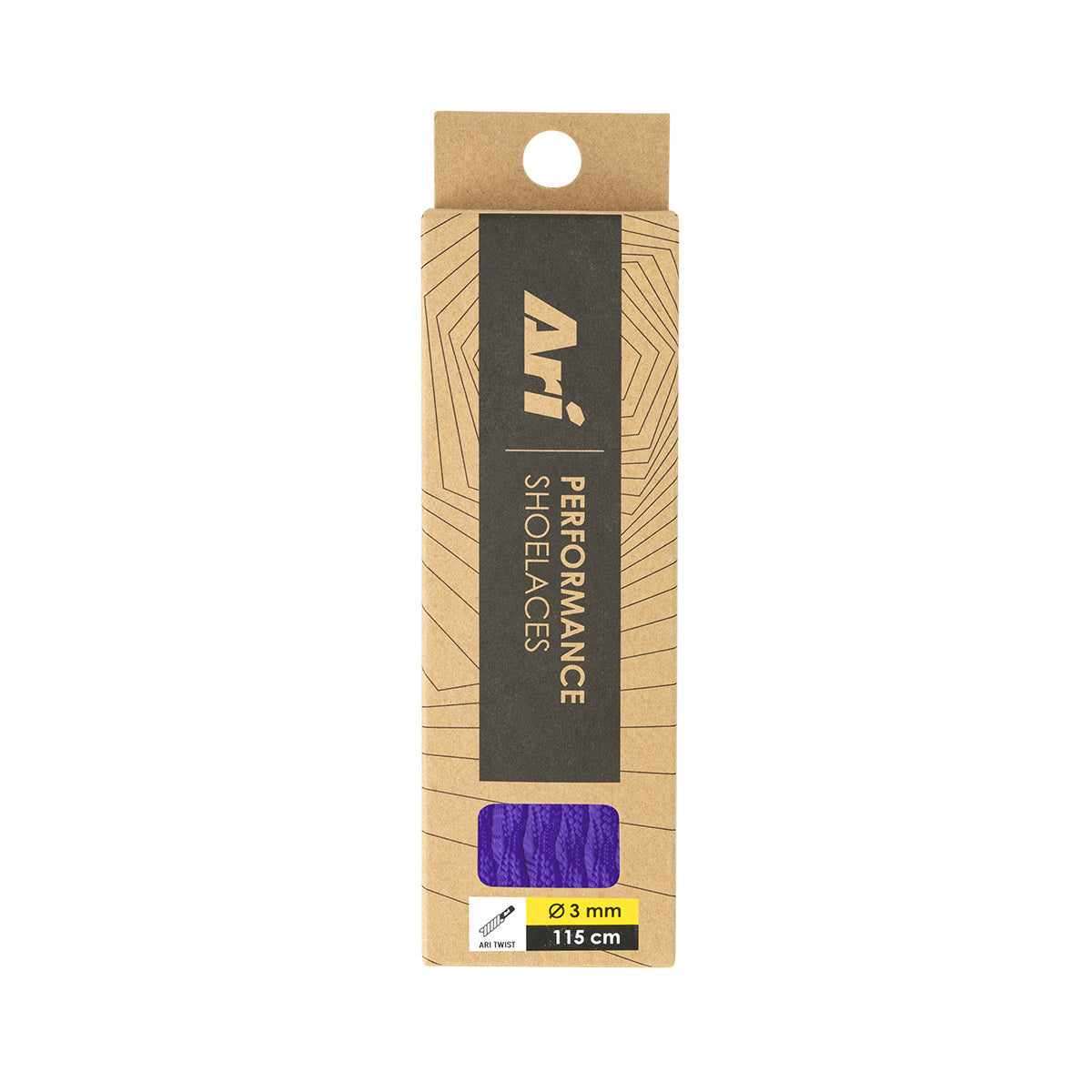 ARI TWIST SHOELACES - 3MM/115CM - VIOLET/BLACK