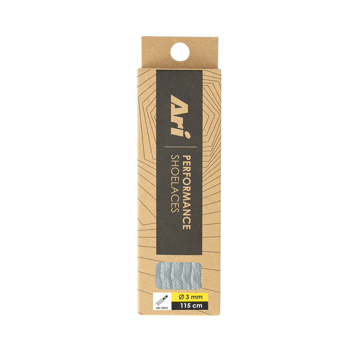 ARI TWIST SHOELACES - 3MM/115CM - SILVER/BLACK