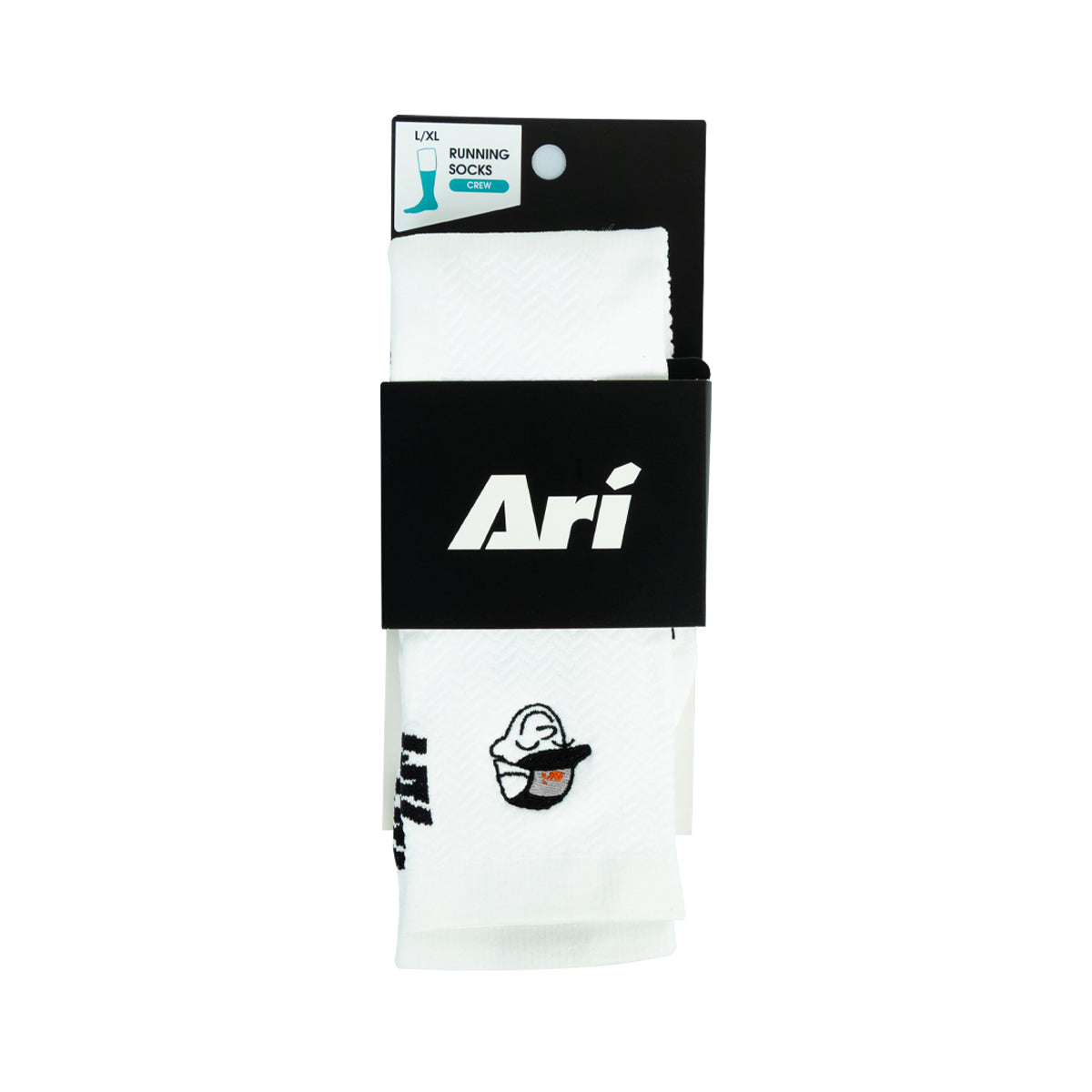 Ari Adept Runna Crew Running Socks White Black White