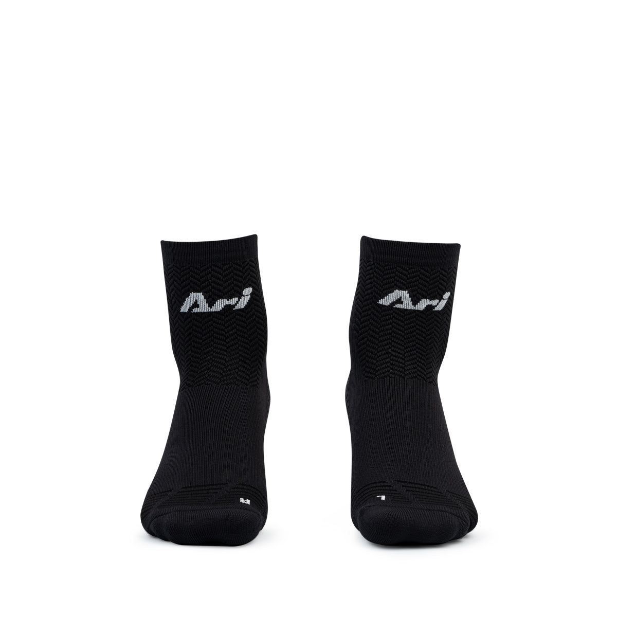 Ari Adept Terry Running Qtr Socks Black White Black
