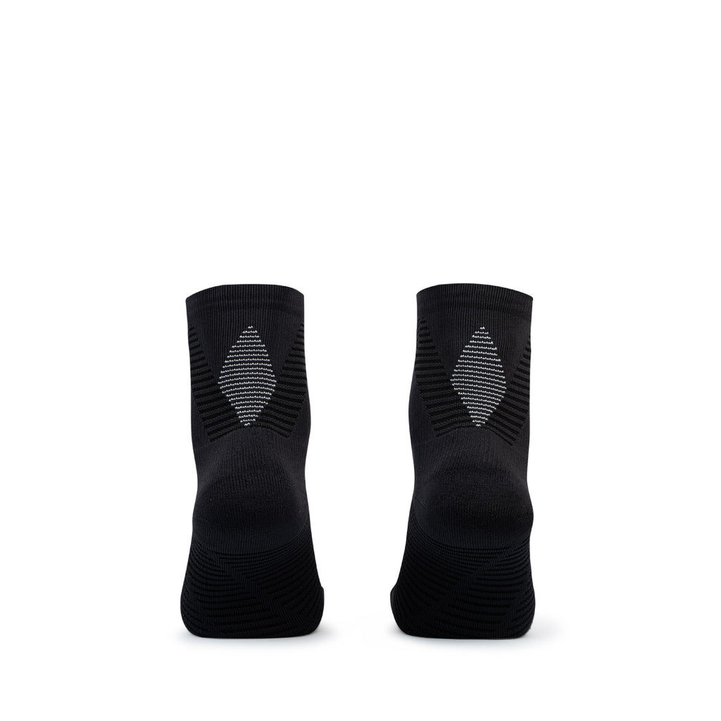 Ari Adept Terry Running Qtr Socks Black White Black
