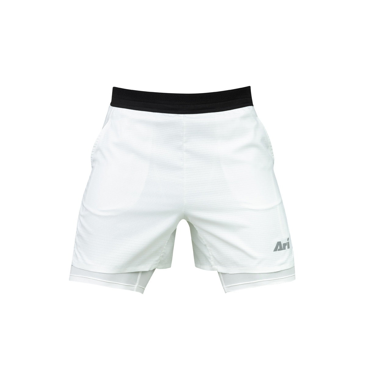 Ari Men Breathe 2in1 V3 Running Shorts 3 Inches White White Silver
