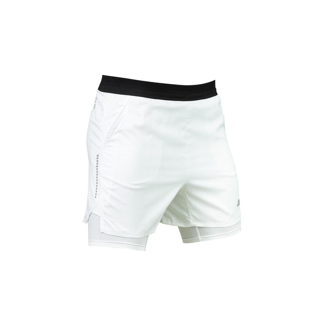 Ari Men Breathe 2in1 V3 Running Shorts 3 Inches White White Silver