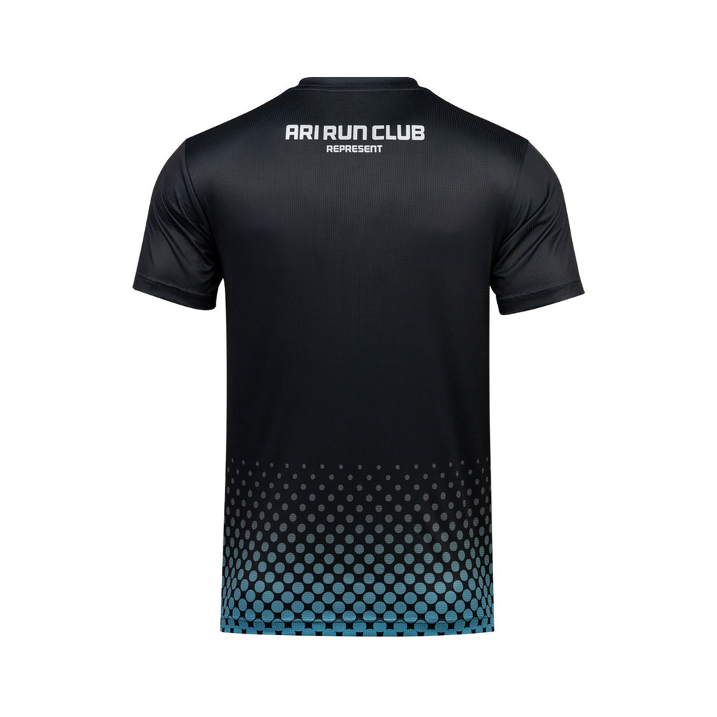 Ari Unisex Arc Graphic Running Tee Black Blue Silver