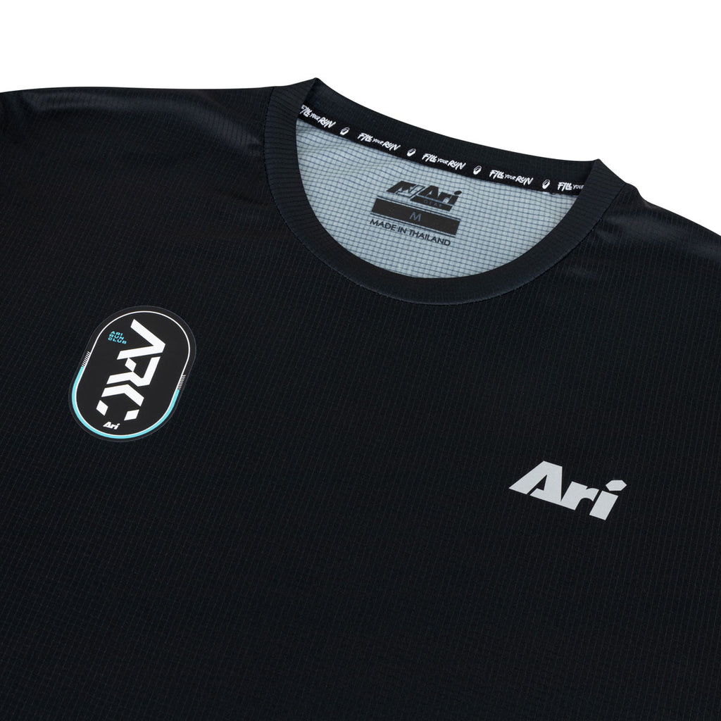 Ari Unisex Arc Graphic Running Tee Black Blue Silver