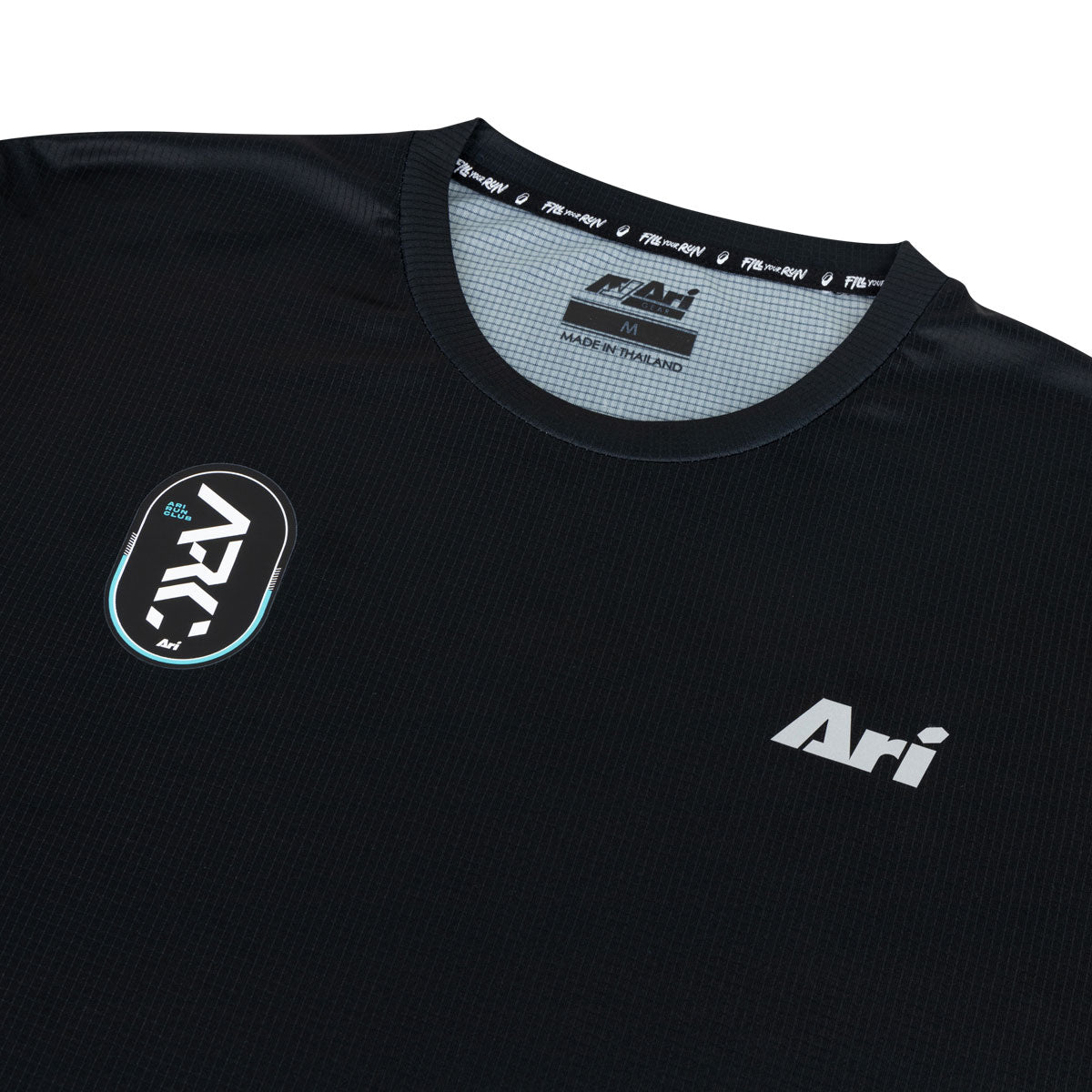 Ari Unisex Arc Graphic Running Tee Black Blue Silver