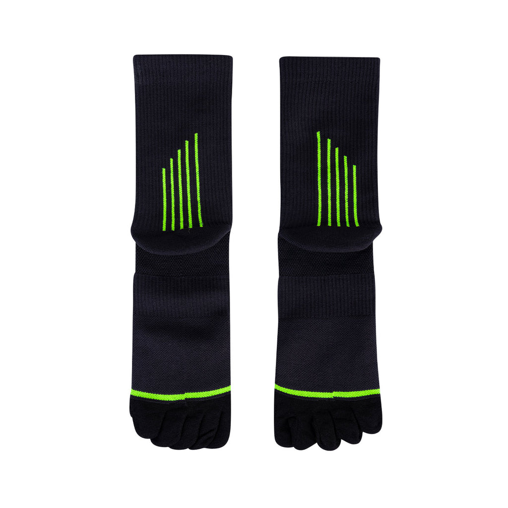 Ari Adept Dynamic Five Fingers Qtr Running Socks Black Green Black