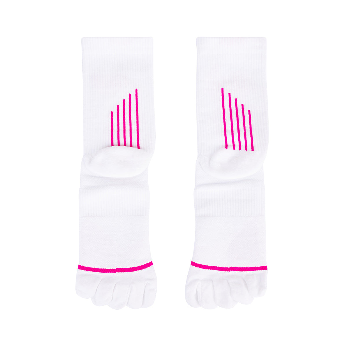 Ari Adept Dynamic Five Fingers Qtr Running Socks White Pink White
