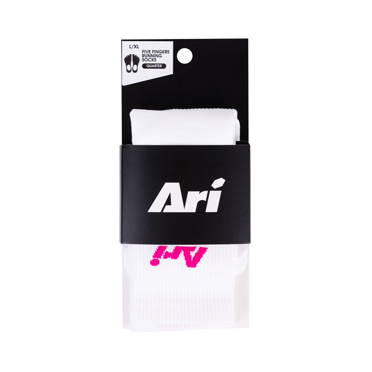 Ari Adept Dynamic Five Fingers Qtr Running Socks White Pink White