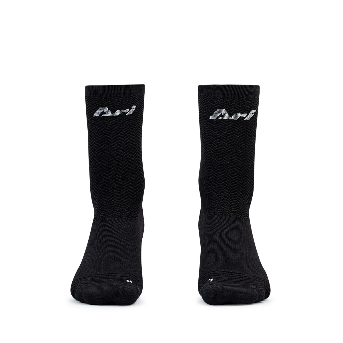 Ari Adept Terry Running Crew Socks Black White Black