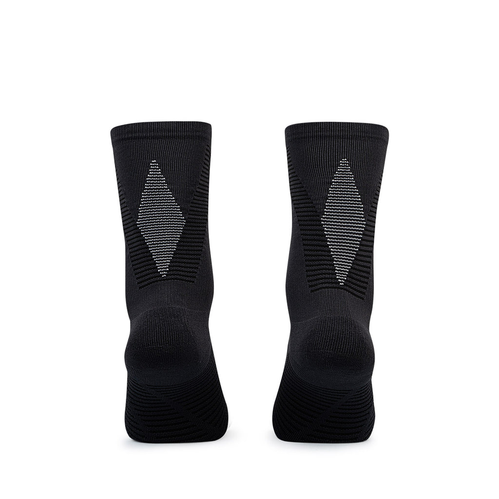 Ari Adept Terry Running Crew Socks Black White Black