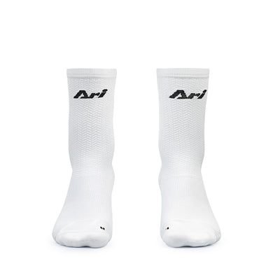 Ari Adept Terry Running Crew Socks White Black White