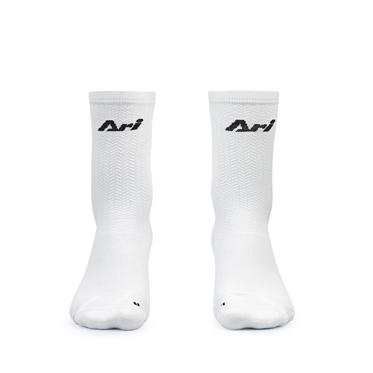 Ari Adept Terry Running Crew Socks White Black White