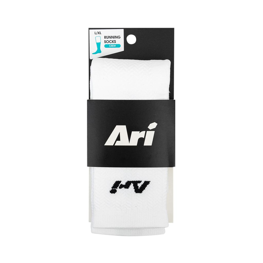 Ari Adept Terry Running Crew Socks White Black White