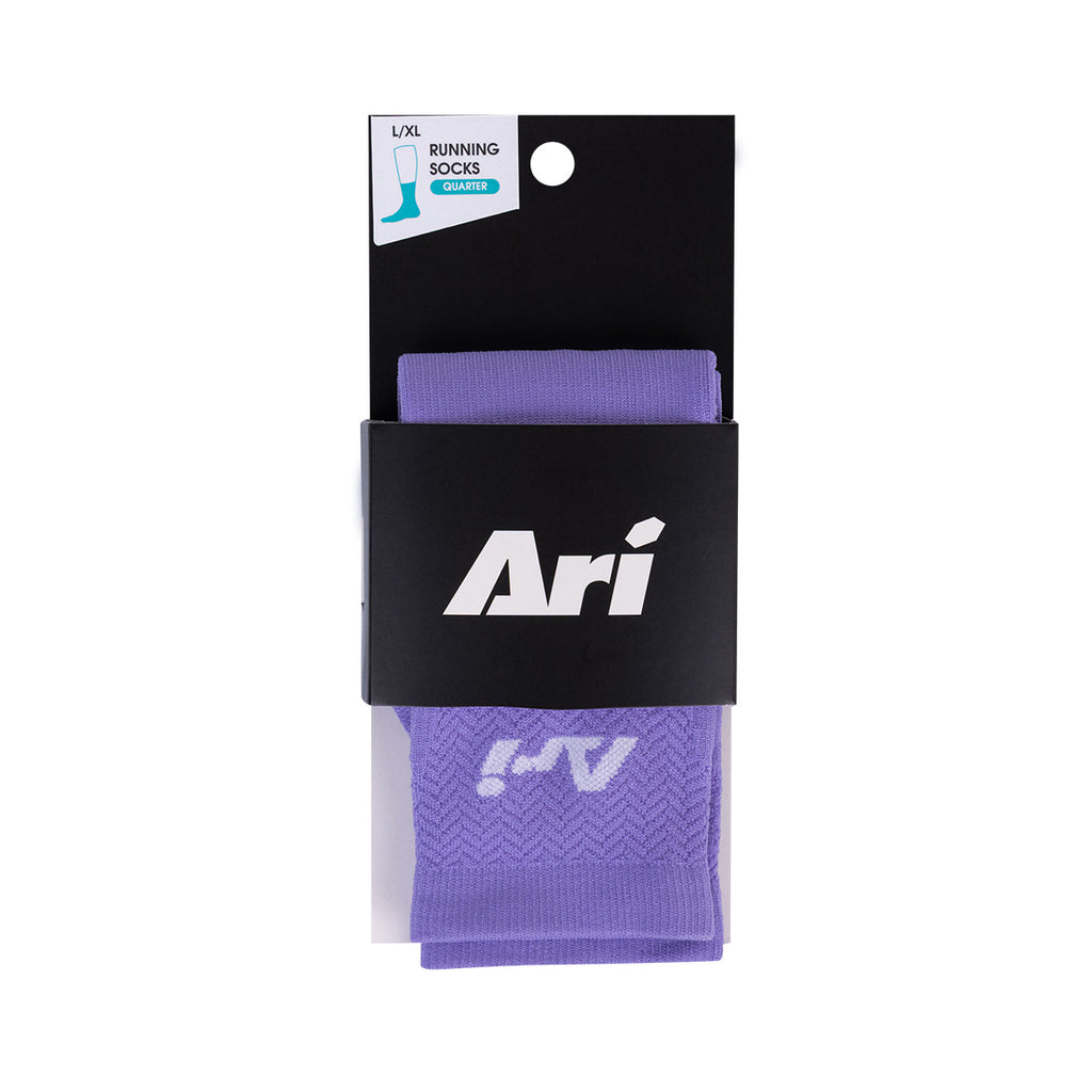 Ari Adept Terry Running Qtr Socks Lavender White Lavender