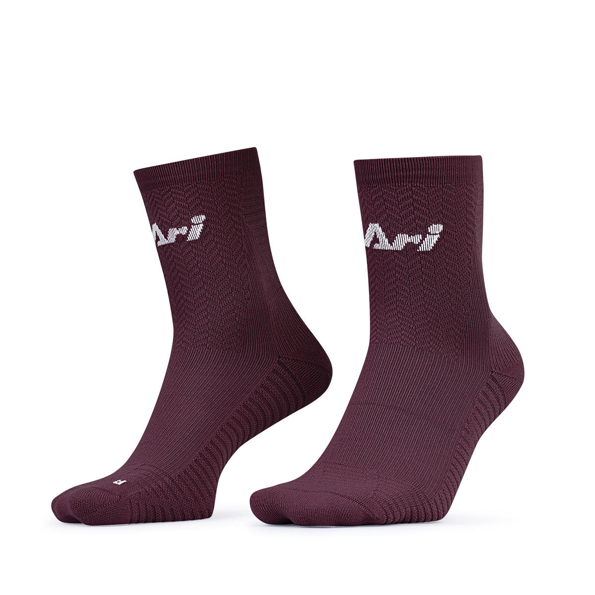 Ari Adept Terry Running Qtr Socks Maroon White Maroon