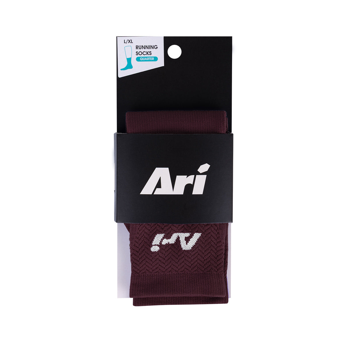 Ari Adept Terry Running Qtr Socks Maroon White Maroon