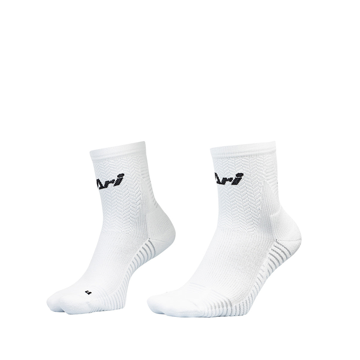 Ari Adept Terry Running Qtr Socks White Black White