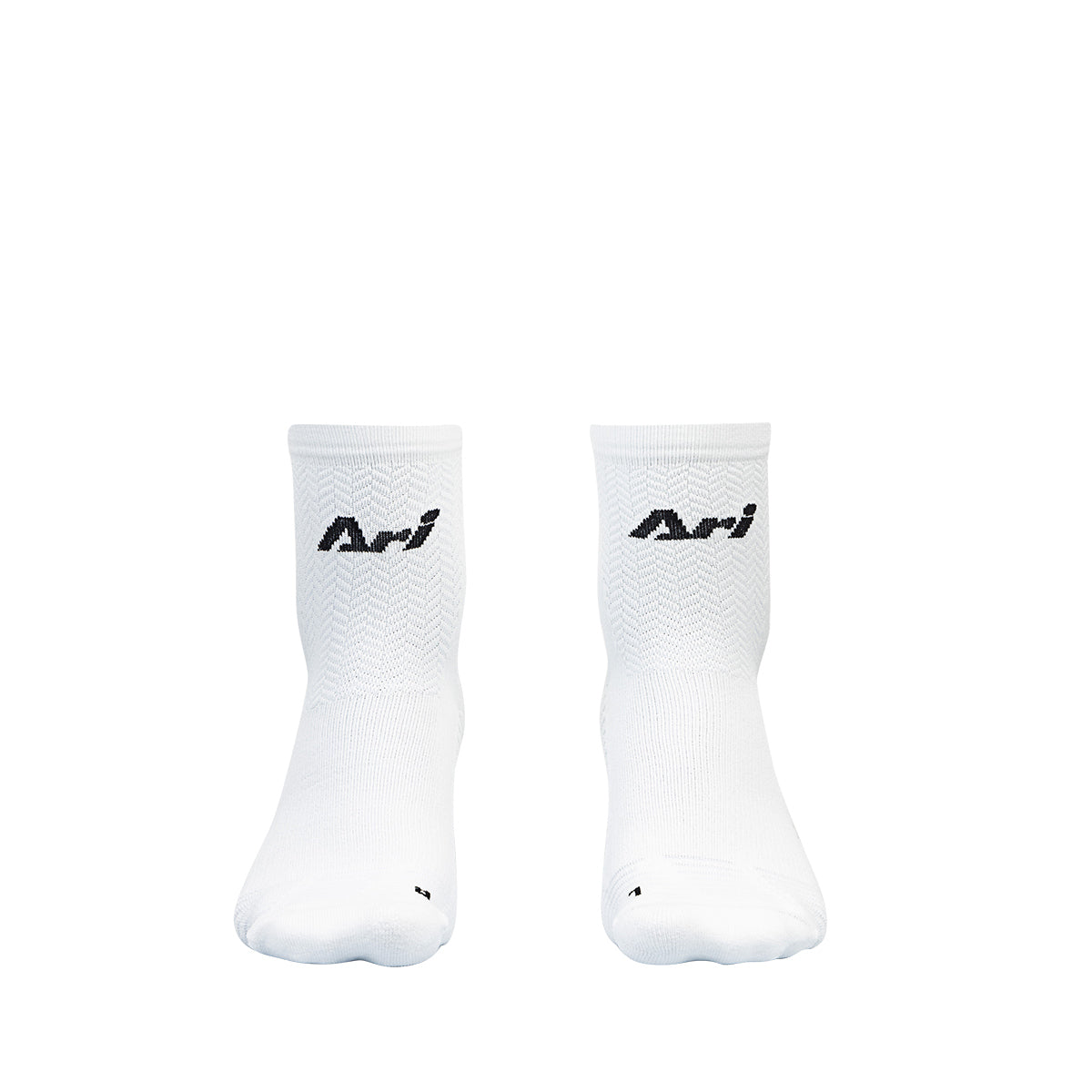 Ari Adept Terry Running Qtr Socks White Black White