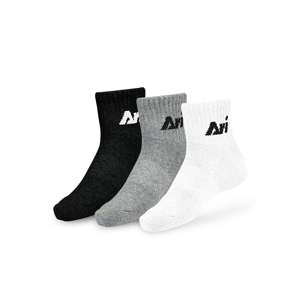 ARI DAILY KIDS QUARTER SOCKS - BLACK/GREY/WHITE