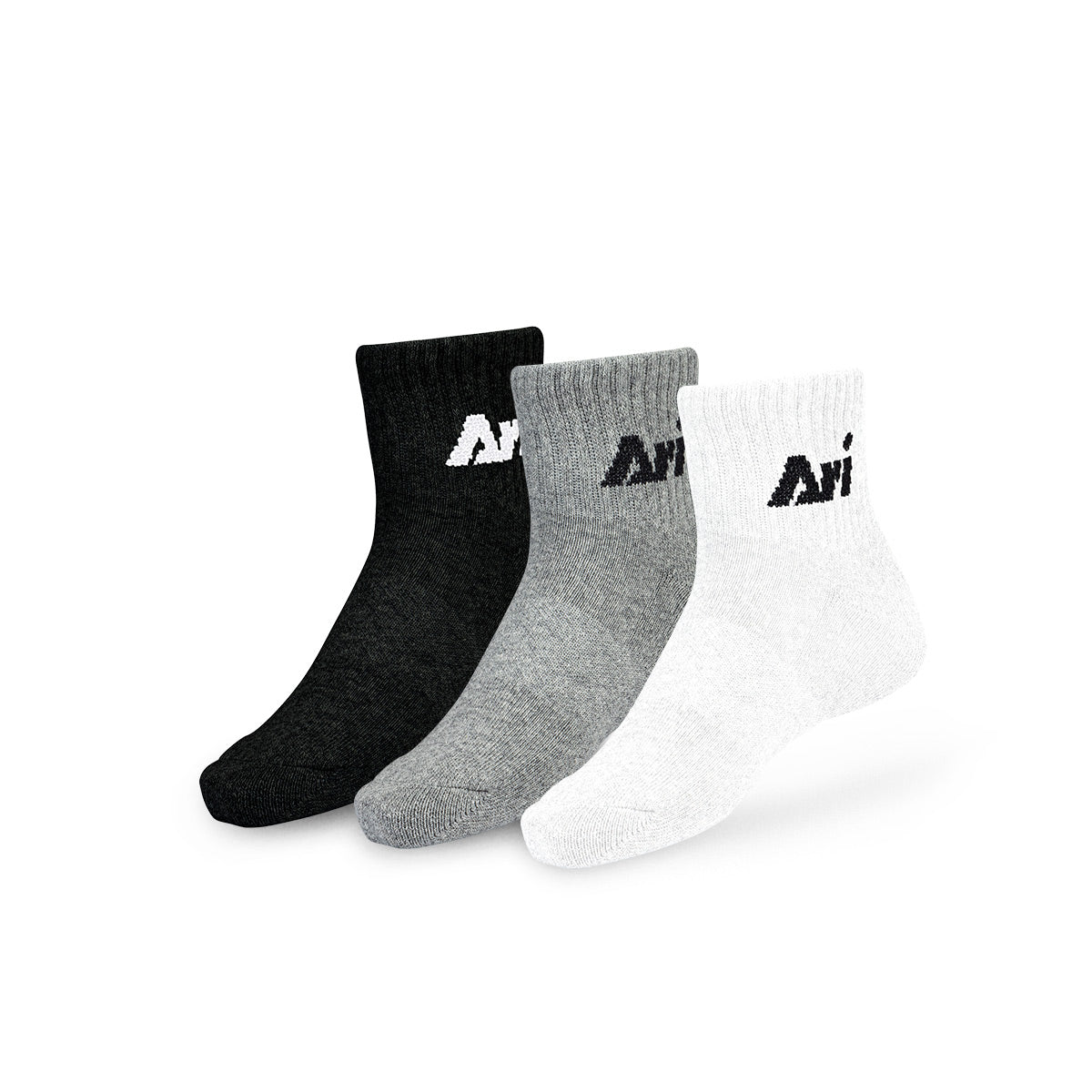ARI DAILY KIDS QUARTER SOCKS - BLACK/GREY/WHITE