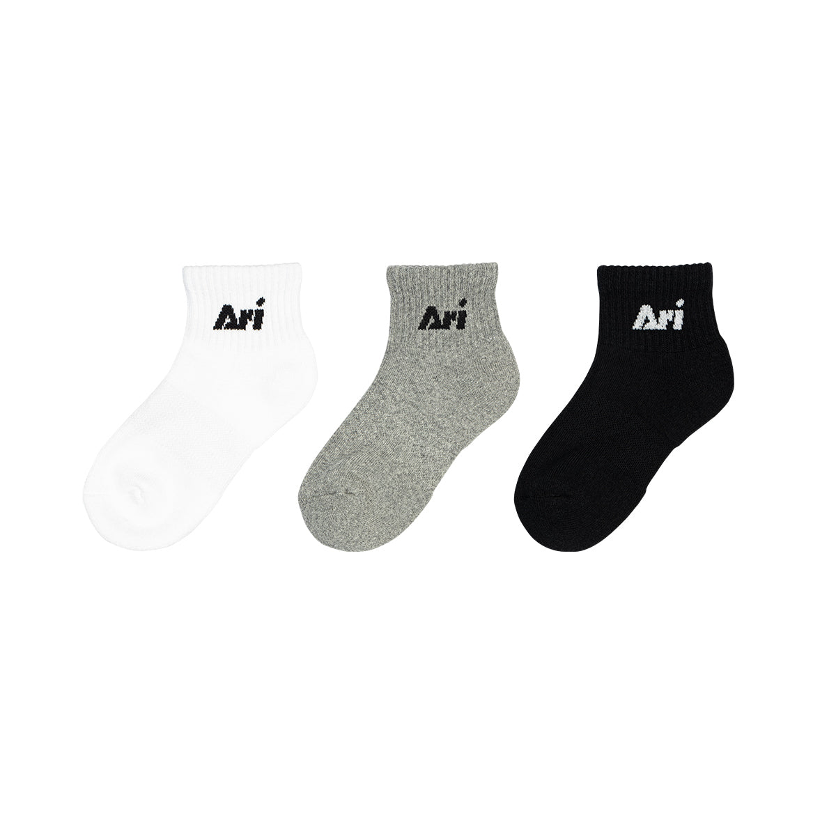 ARI DAILY KIDS QUARTER SOCKS - BLACK/GREY/WHITE