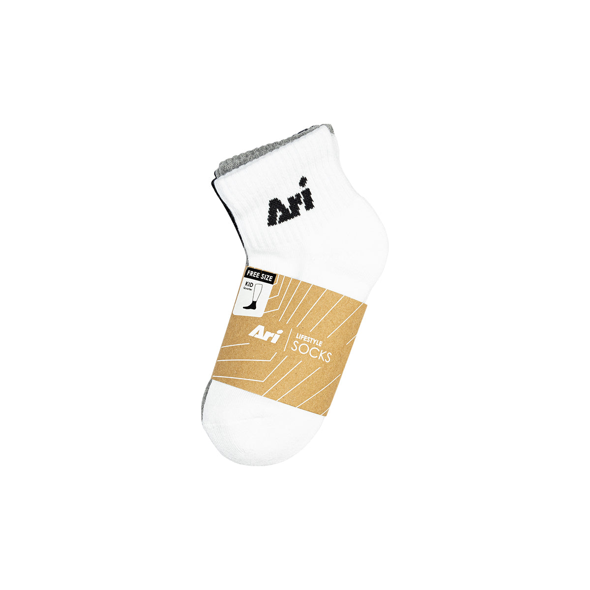 ARI DAILY KIDS QUARTER SOCKS - BLACK/GREY/WHITE