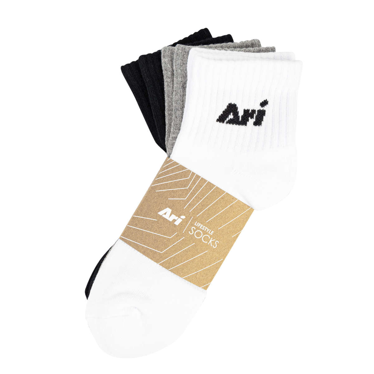 ARI DAILY QUARTER SOCKS - BLACK/GREY/WHITE
