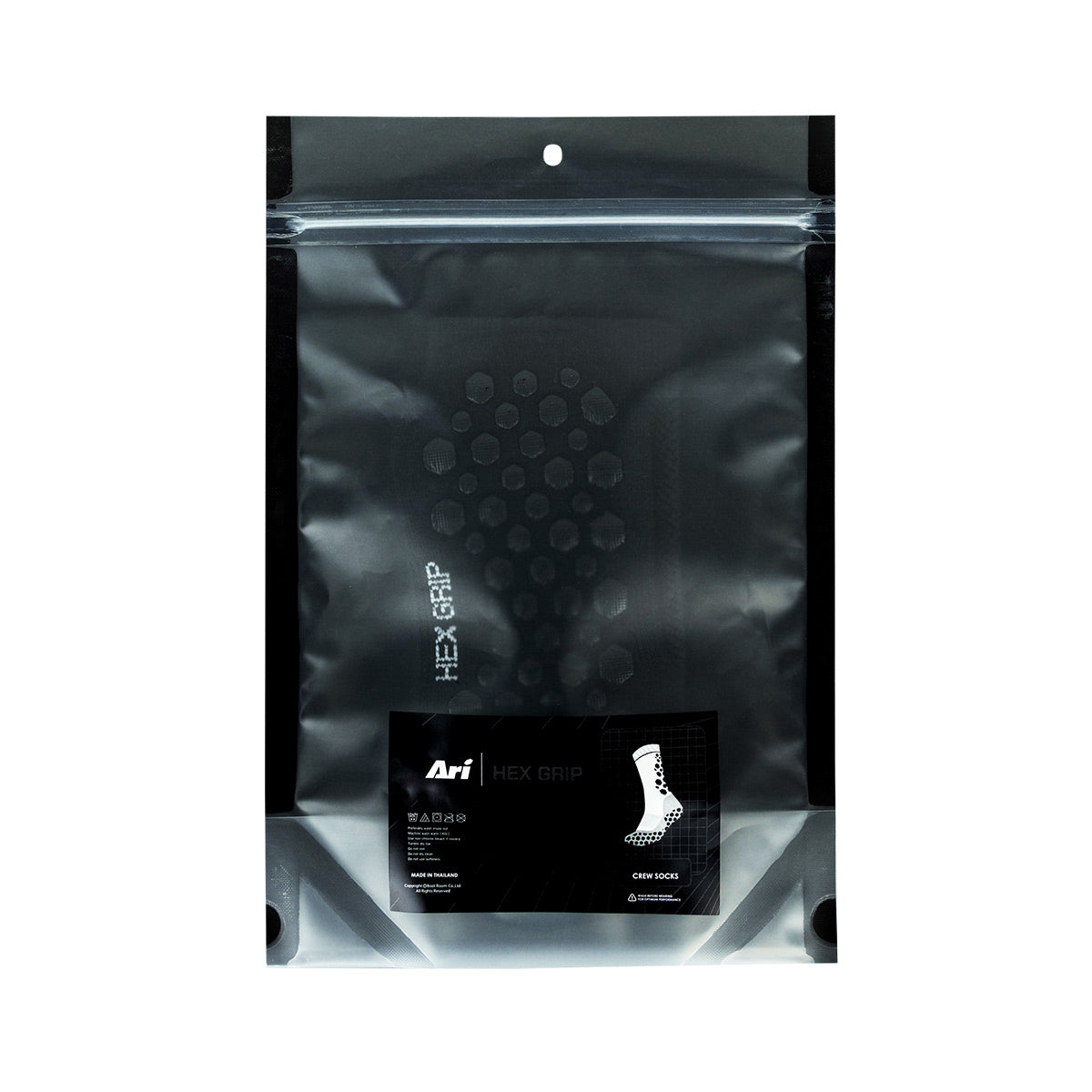 ARI HEX GRIP CREW SOCKS - BLACK/WHITE/BLACK