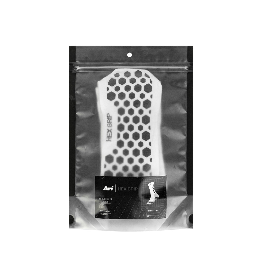 ARI HEX GRIP CREW SOCKS - WHITE/BLACK/WHITE
