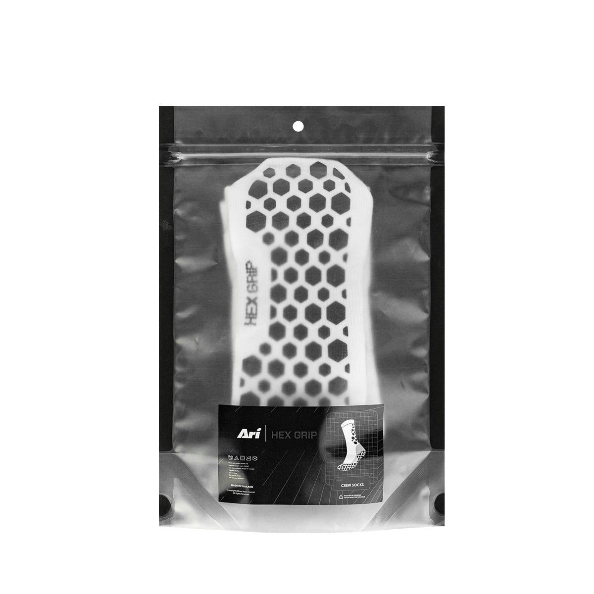 ARI HEX GRIP CREW SOCKS - WHITE/BLACK/WHITE